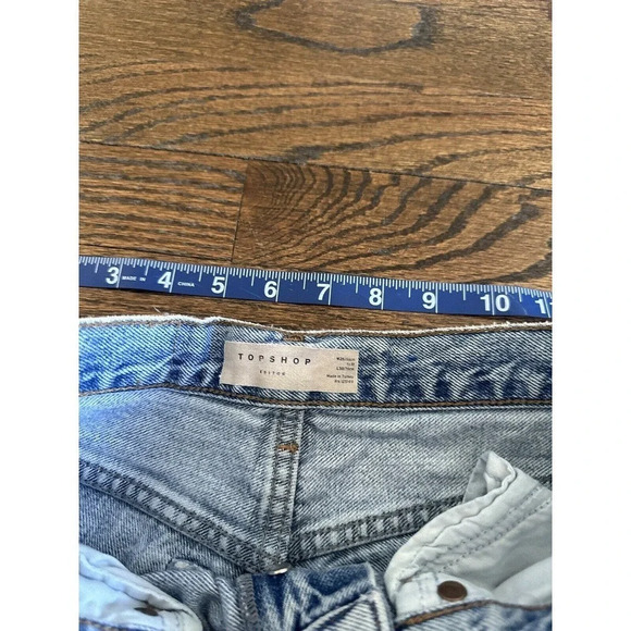 Topshop Women’s Distressed Straight Leg Editor Button Fly Jeans Size 26 L0568 - Picture 10 of 13